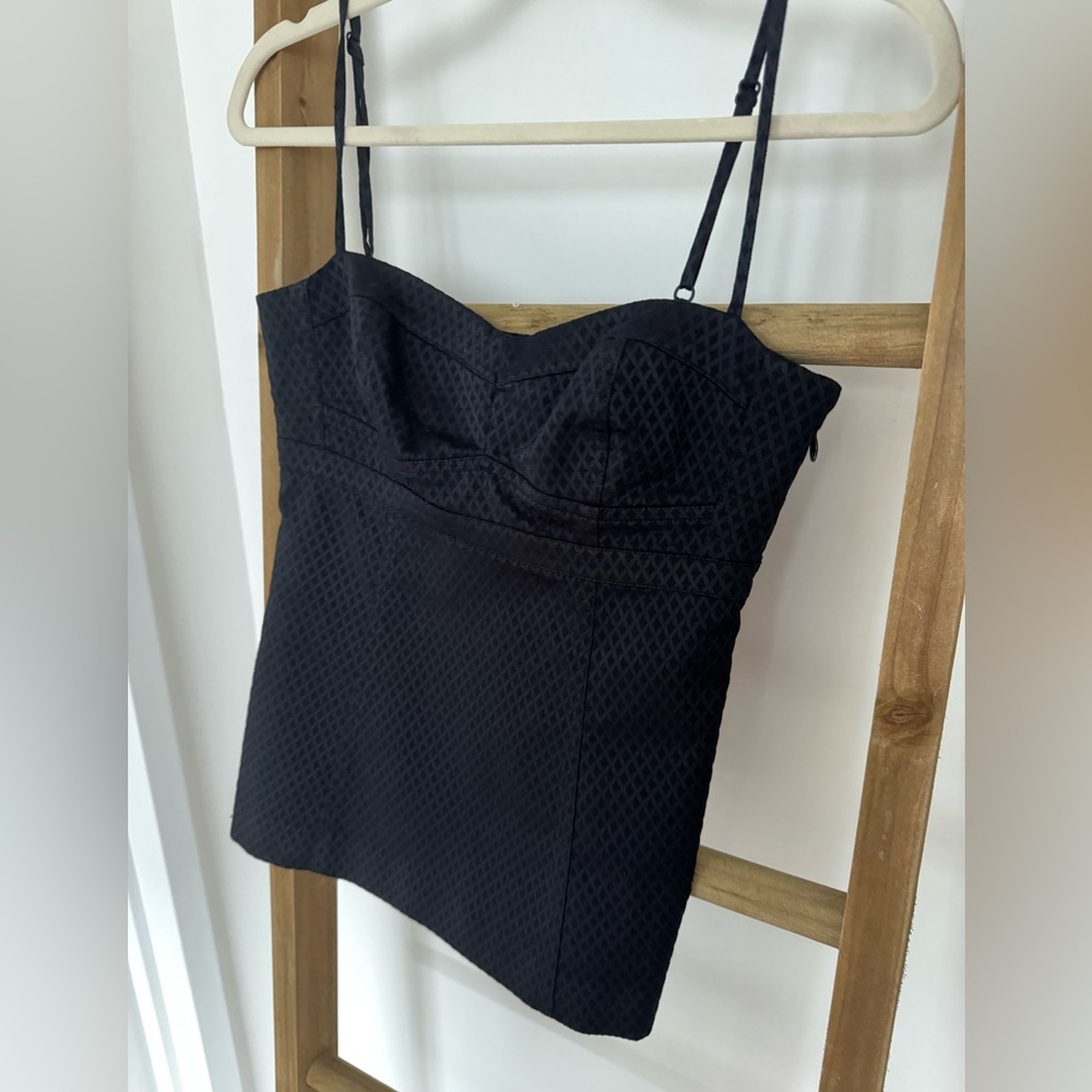 T Alexander Wang Black Textured Diamond Print Spaghetti Strap Top - Size S
